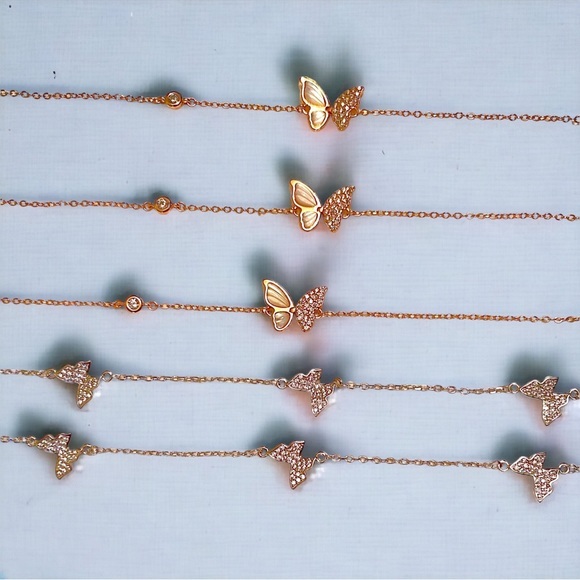 Butterfly Bracelet CZ Rose Gold 925 Sterling Silver - Picture 5 of 5